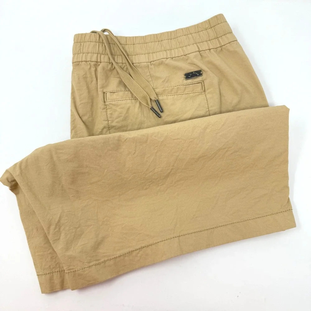 LL Bean Mens XL Khaki Tan Elastic Waist Drawstring Ripstop Shorts